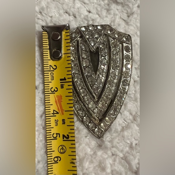 Art Deco Vintage sparkly Rhinestone Dress/Fur Clip Brooch Flapper; signed GOODY - Picture 4 of 4